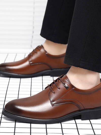 Business Formal Wear Breathable Hollow Men's Cowhide Height Increasing Shoes