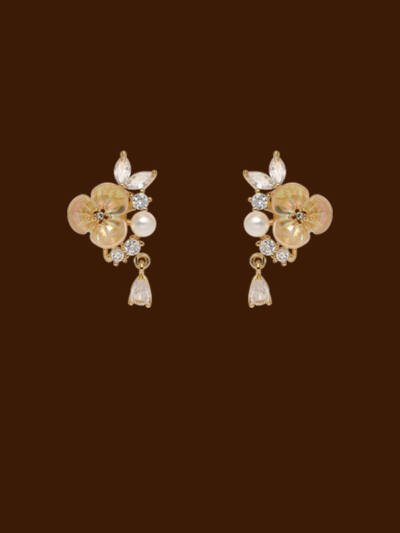 French Vintage Pearl Flower Earrings Premium Mosquito Coil Plate