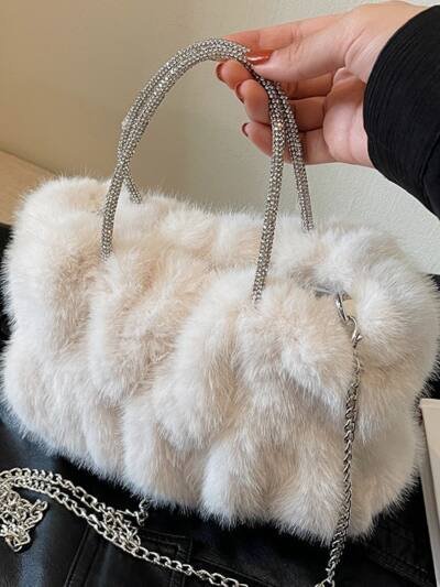 Womens New Cloud-Shaped Plush Mini Handbag