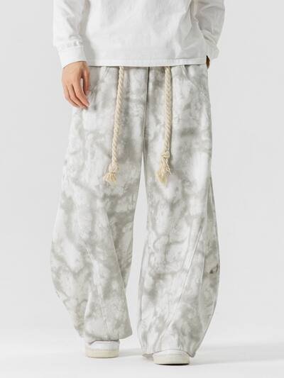 Mens Plus-Size Japanese-Hong Kong Style Tie-Dye Casual Sweatpants