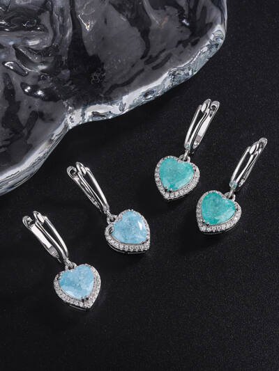Colorful Onion Stone Love Earrings Exquisite Heart Shaped Ear Clasps