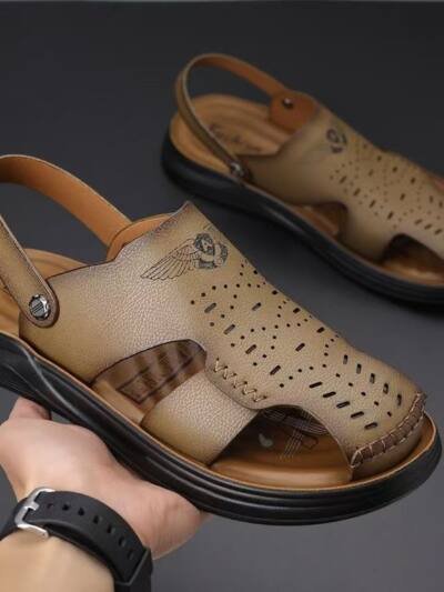 Genuine Leather Toe Sandals Suitable For Both Outdoor Wear And Driving