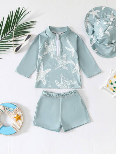 Baby Quick-drying Swimsuit Jumpsuit Hat 2-piece Set