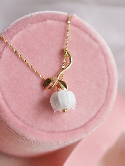 Fairy Flower French Vintage Necklace 925 Silver Plated Gold