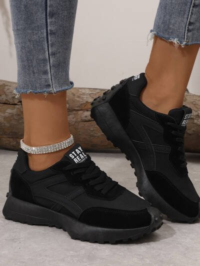 Womens Versatile Lightweight Mesh Large-size Armani-style Sneakers With A Flat Sole