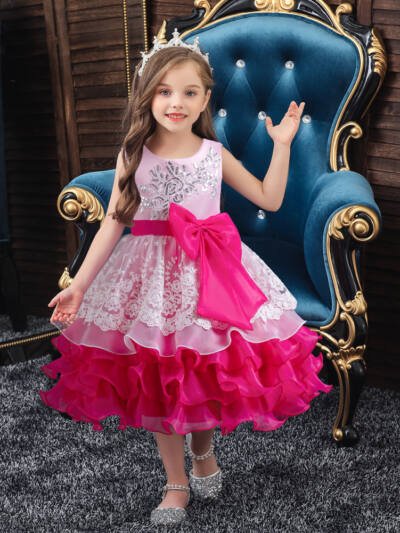 Children's Dress Bow Multi-layer Lace
