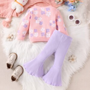 Creative All-match Girls' Long Sleeve Waffle Printing Suit