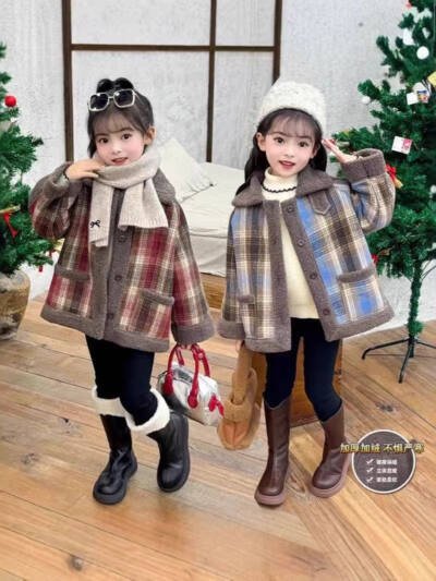 Thickened Fleece-Lined Warm Collared Top For Older Kids AutumnWinter Korean Style