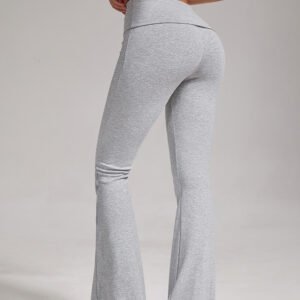 Sports, Leisure And Exercise Women's Low Waisted Flared Pants With Exposed Navel And Folded Waist Wide Leg Pants