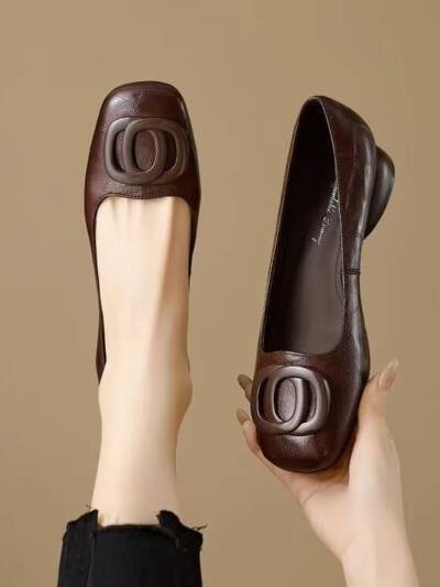 French-style Vintage Low-cut Round-toe Versatile Womens Shoes