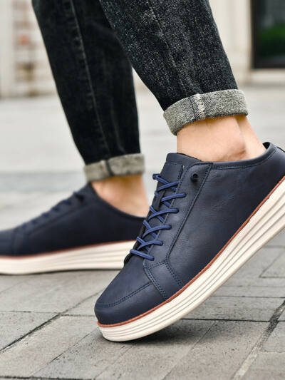 Mens Casual Lace-up Thermal Fleece-lined Chunky-soled Cotton Shoes