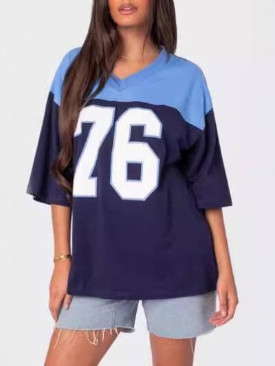 Digital Loose Hip Hop Retro Crew Neck Top