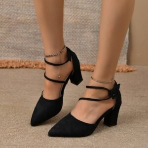 Korean Fashion Pointed Toe Buckle Strap High Heel Sandals