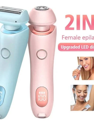 2 In 1 Hair Removal Epilator USB Rechargeable Trimmer Women Body Razor Face Leg Armpit Bikini Hand Pubic Shaver Hair Remover