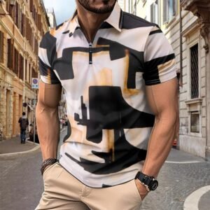 Mens 3D Digital Print Short-Sleeve Shirt