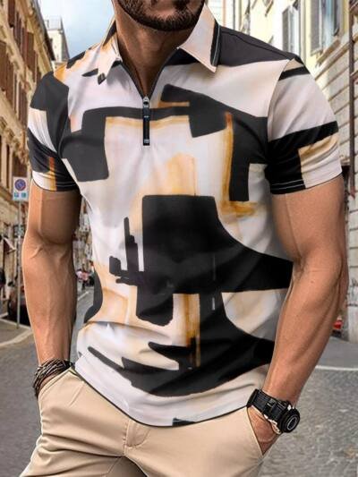 Mens 3D Digital Print Short-Sleeve Shirt