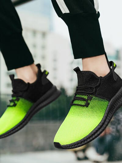 Fashion Low Top Gradient Color Mesh Casual Sneakers