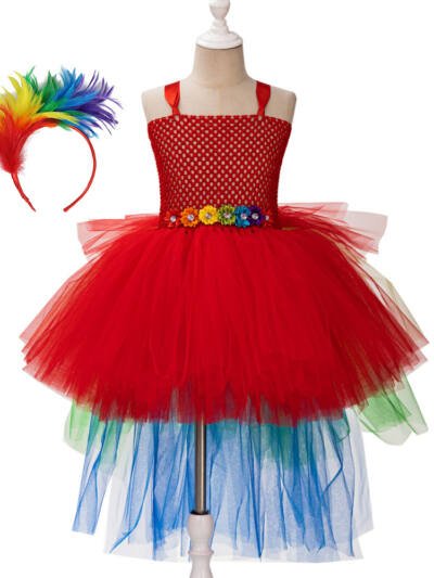 Children's Trailing Parrot Dress Birthday Dress Catwalk Ball