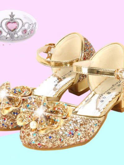 Children's Shoes Female Princess Crystal Shoes Soft Sole Show
