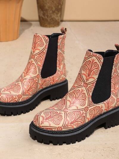 Printed Plus-Size Shaft Boots For Women