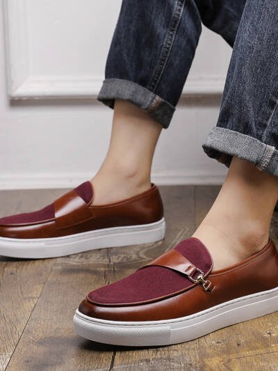 Men's Leather Shoes Horsebit Buckle Slip-on