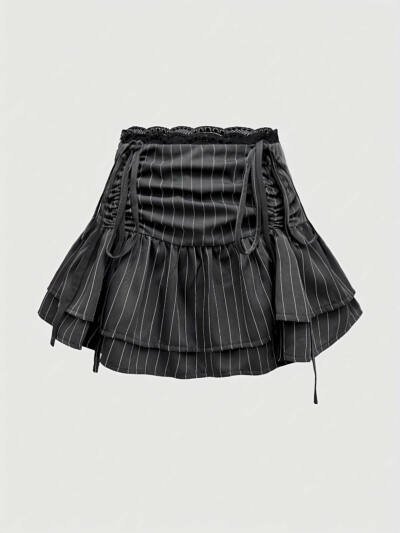 Sweet And Stylish Preppy-style Patchwork Skirt