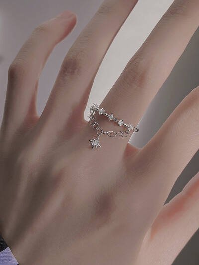 925 Silver Meteor Double Layer Chain Ring Women's Light Luxury