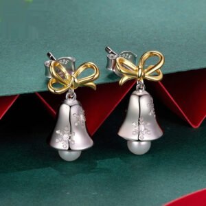 Christmas Snowflake Bow Bell Earrings
