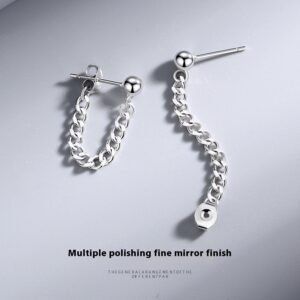 S925 Silver Back-mounted Simple Chain Stud Earrings