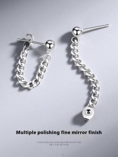 S925 Silver Back-mounted Simple Chain Stud Earrings