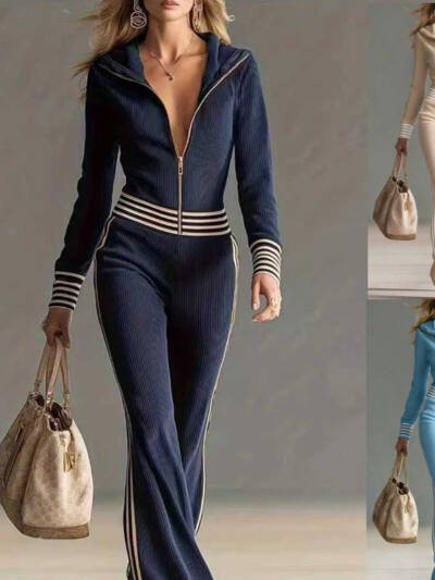 New Knitted One-piece Casual Sportswear Zip-up Sweater