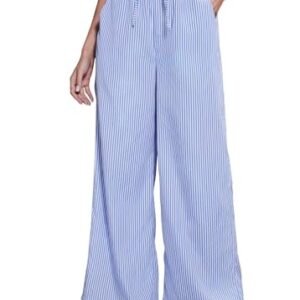 Women's Comfortable Elastic Waist Pinstripe Casual Loose Trousers