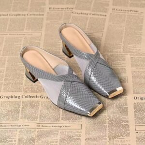 Women's Versatile Square-toe Mesh Sandals For Outdoor Wear