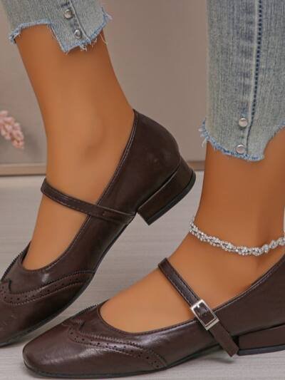 New Style Women's Casual Peep-toe Pumps With A Single Strap Buckle