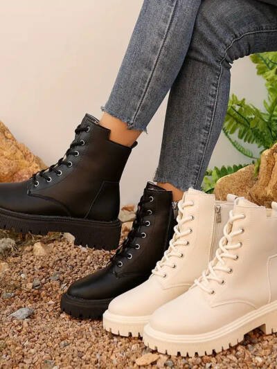 Versatile Motorcycle-style Ankle Boots With A Thick Sole