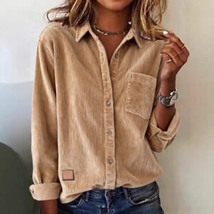 Womens Loose-fitting Cardigan Long-sleeve Button-up Shirt