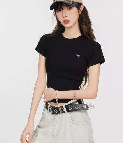 American-style Black Shoulder Short Sleeve
