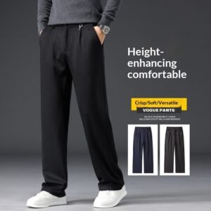 Straight-leg Loose-fit Wrinkle-resistant No-iron Mid-rise Stretch Dress Pantscasual Trousers