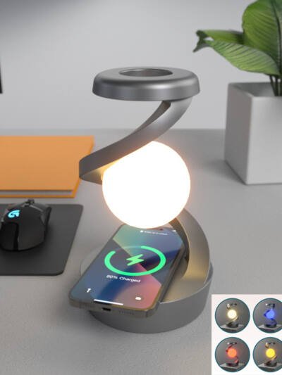 Rotating Moon Desk Lamp With Phone Wireless Charging Sensor Control Table Lamps Decorative Desktop Lamp Small Night Lamp Home Decor