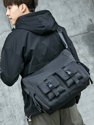 Mens Trendy Japanese-style Utility Canvas Crossbody Bag