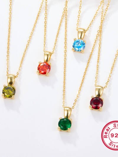 925 Sterling Silver December Birthday Stone Necklace Niche Senior Female