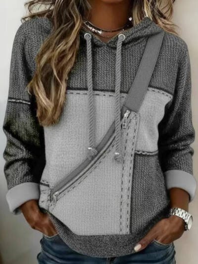 Womens 3D printed Hooded Long sleeve Sweatshirt With No Pockets