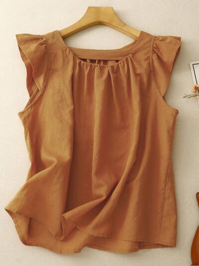 Womens Slimming Chic Cotton-Linen Short TopLittle Shirt