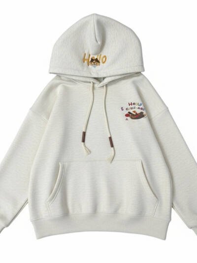 Cute Dachshund Embroidered Hoodie For Women
