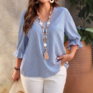 Womens Directional Fashionable Modern Striped Shirt
