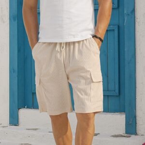 Mens Corduroy Multi-Pocket Shorts For Sports