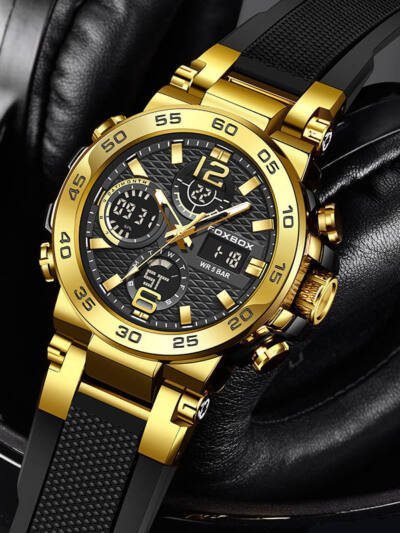 Double Display Multifunctional Silicone Luminous Sports Waterproof Men's Watch