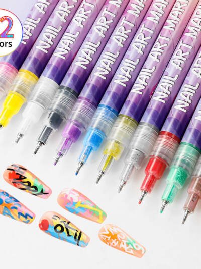 Nail Art Graffiti Pen 12 Colors Acrylic Paint Painted