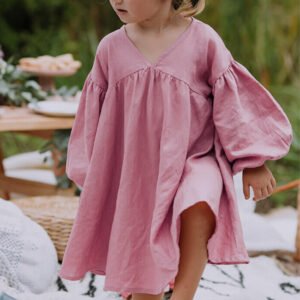 Leisure Vacation V-neck Sunshade Linen A- Line Cotton And Linen Dress