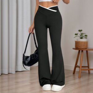 Cross-color High-waisted Women's Slimming Stretch Flare Pants